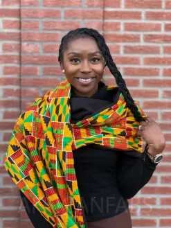 Warme Sjaal met Afrikaanse print Unisex - Geel / Groene kente