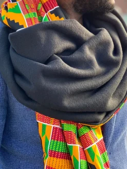 Warme Sjaal met Afrikaanse print Unisex - Geel / Groene kente