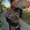 Warme Sjaal met Afrikaanse print Unisex - Bruine Bogolan Pattern
