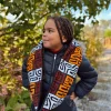 Warme Winter Colsjaal voor Kinderen met Afrikaanse print Unisex - Bruin en geel-oranje