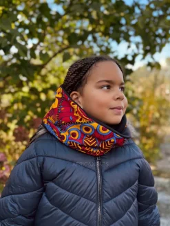 Warme Winter Colsjaal voor Kinderen met Afrikaanse print Unisex - Rood
