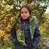 Warme Winter Colsjaal voor Kinderen met Afrikaanse print Unisex - Donkergroen & Geel Botanical Flow