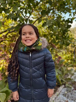 Warme Winter Colsjaal voor Kinderen met Afrikaanse print Unisex - Donkergroen & Geel Botanical Flow