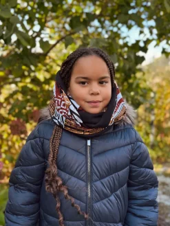Warme Winter Colsjaal voor Kinderen met Afrikaanse print Unisex - Bruine mix bogolan