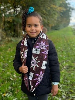 Warme Winter Colsjaal voor Kinderen met Afrikaanse print Unisex - Bruin