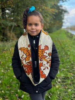Warme Winter Colsjaal voor Kinderen met Afrikaanse print Unisex - Oranje garden