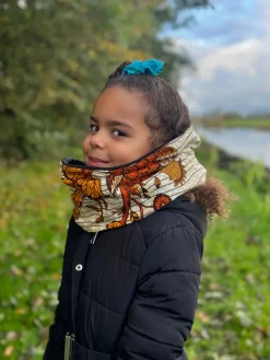 Warme Winter Colsjaal voor Kinderen met Afrikaanse print Unisex - Oranje garden