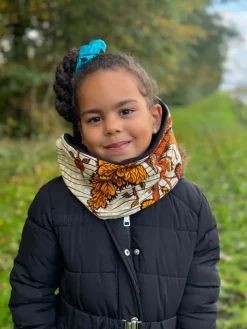 Warme Winter Colsjaal voor Kinderen met Afrikaanse print Unisex - Oranje garden