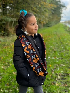 Warme Winter Colsjaal voor Kinderen met Afrikaanse print Unisex - Bruine Bogolan
