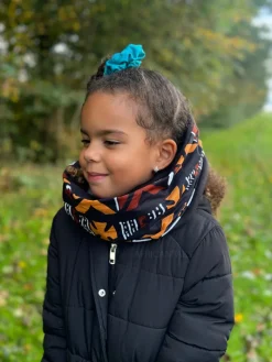 Warme Winter Colsjaal voor Kinderen met Afrikaanse print Unisex - Bruine Bogolan