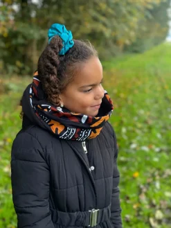 Warme Winter Colsjaal voor Kinderen met Afrikaanse print Unisex - Bruine Bogolan