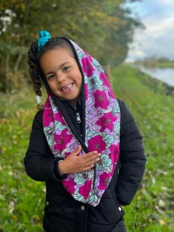 Warme Winter Colsjaal voor Kinderen met Afrikaanse print Unisex - Multicolor Flowers