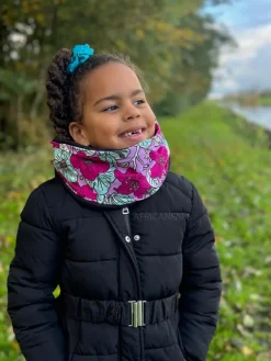Warme Winter Colsjaal voor Kinderen met Afrikaanse print Unisex - Multicolor Flowers