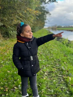 Warme Winter Colsjaal voor Kinderen met Afrikaanse print Unisex - Donkerbruin / Geel Bogolan Symbols
