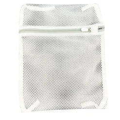 Wasnetje / Waszakje wit met ritssluiting (beschermt satijn in de wasmachine)