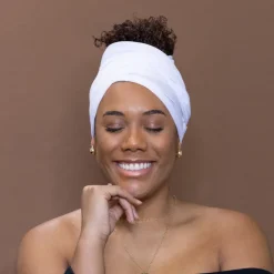 Witte hoofddoek - Headwrap van stretchy Jersey stof