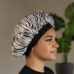 Witte tijger print Satijnen Slaapmuts / Satin Hair Bonnet / Haar bonnet van Satijn