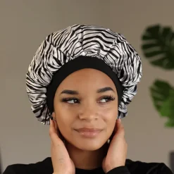 Witte tijger print Satijnen Slaapmuts / Satin Hair Bonnet / Haar bonnet van Satijn