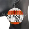 Wit / Zwarte / Oranje kente bogolan - Afrikaanse print oorbellen