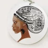 Wooden drop earrings | Lady with turban