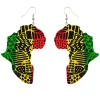 Wooden earrings | African continent in the Pan-African colors
