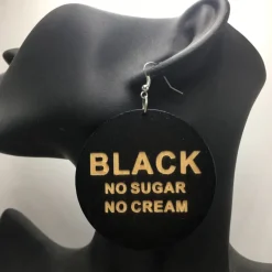 Wooden earrings | Black, no sugar no cream