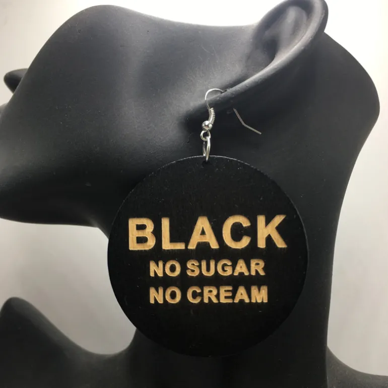 Wooden earrings | Black, no sugar no cream