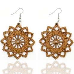 Wooden flower - Afrikaanse oorbellen