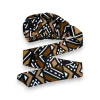 XL Easy headwrap / hoofddoek - Satijnen binnenkant - Bruin Zwart Bogolan