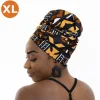 XL Easy headwrap / hoofddoek - Satijnen binnenkant - Bruine Bogolan