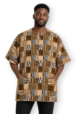 Zand Bogolan Mosaic Dashiki Shirt / Dashiki Jurk - Afrikaans shirt - Unisex