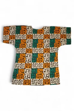 Zeegroen & Geel-oranje Kuba Blocks Dashiki Shirt / Dashiki Jurk - Afrikaans shirt - Unisex