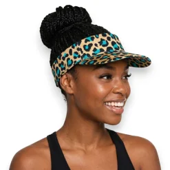 Zonneklep / Pet met Afrikaanse print - Beige Turkoois Leopard Spots