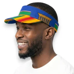 Zonneklep / Pet met Afrikaanse print - Blauw Multicolor Kente Pride