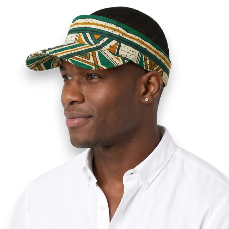 Zonneklep / Pet met Afrikaanse print - Groen Bogolan Heritage