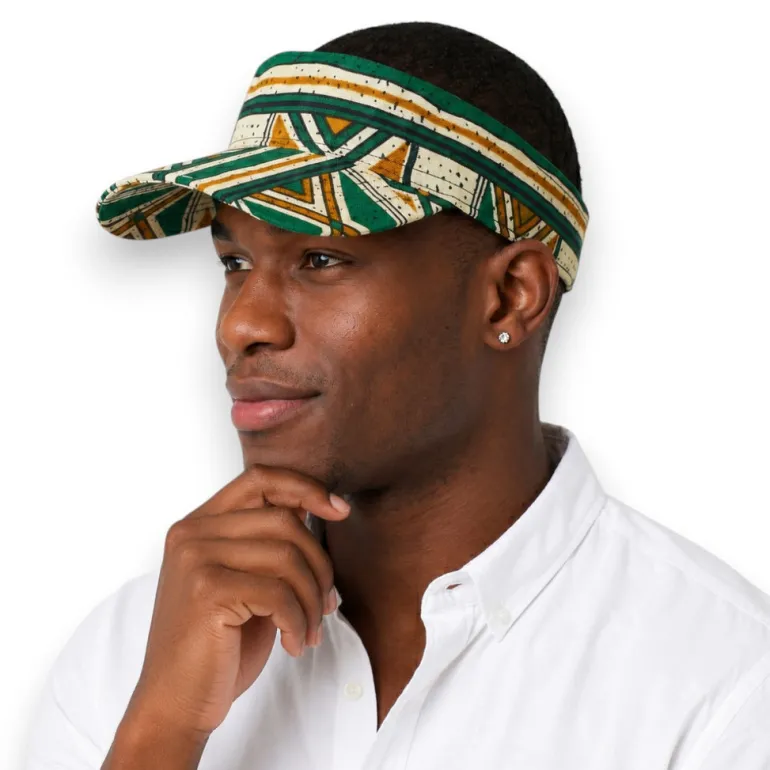 Zonneklep / Pet met Afrikaanse print - Groen Bogolan Heritage