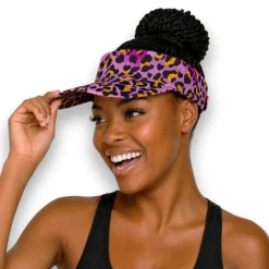 Zonneklep / Pet met Afrikaanse print - Paars Luipaard Spots