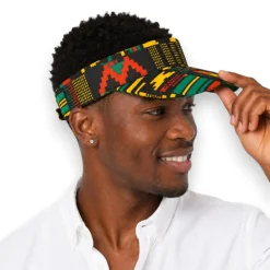 Zonneklep / Pet met Afrikaanse print - Zwart Groen Kente