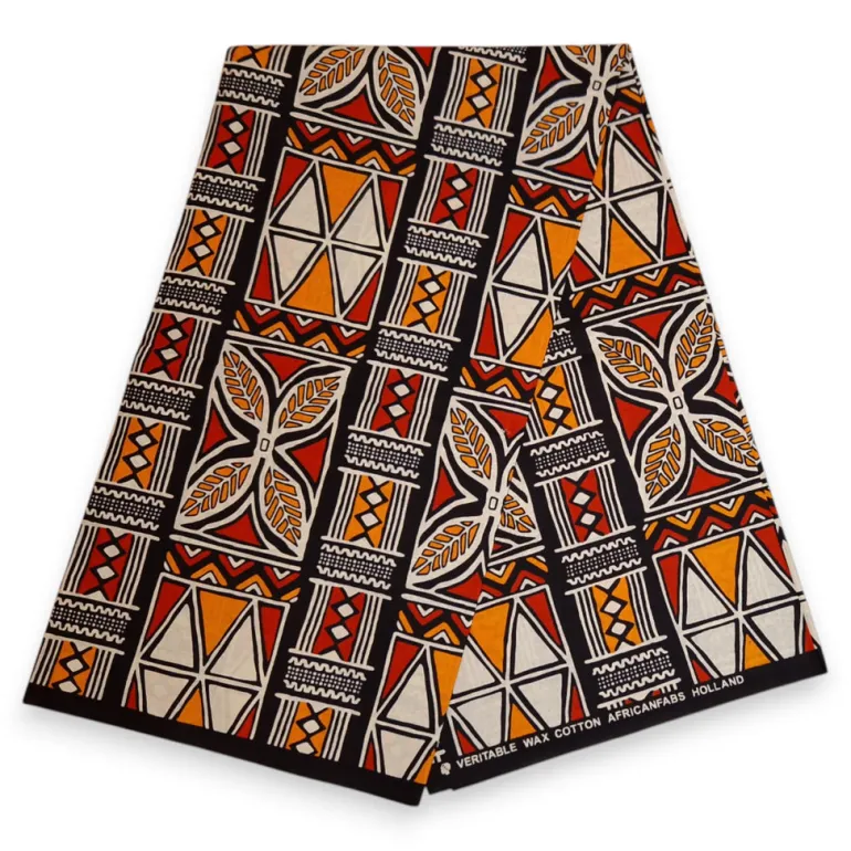 Zonneklep / Pet met Afrikaanse print - Rood & Oranje Bogolan Symbols