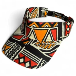 Zonneklep / Pet met Afrikaanse print - Rood & Oranje Bogolan Symbols