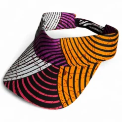 Zonneklep / Pet met Afrikaanse print - Oranje en paarse Concentric Circle Design