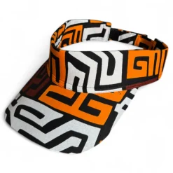 Zonneklep / Pet met Afrikaanse print - Bruin Geel-Oranje Kuba Blocks Congo