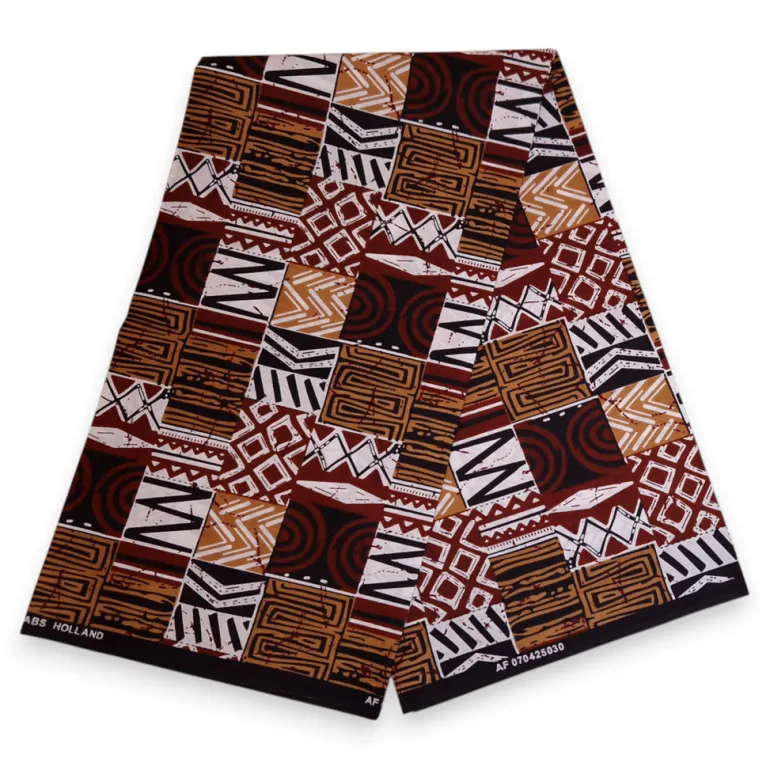 Zonneklep / Pet met Afrikaanse print - Bruine Bogolan Mosaic