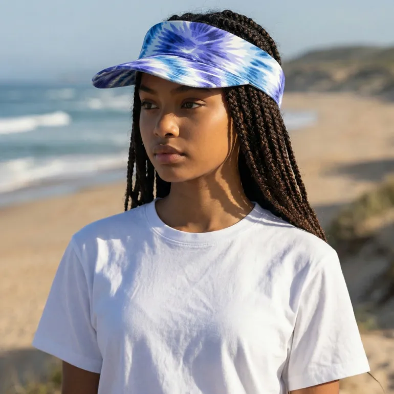 Zonneklep / Pet met Afrikaanse print - Blauwe Tie Dye