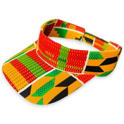 Zonneklep / Pet met Afrikaanse print - Groen / geel Kente