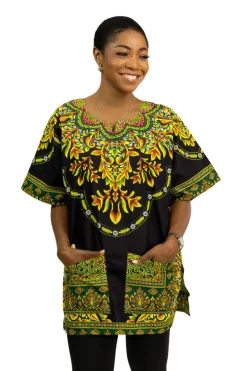 Zwart Dashiki Shirt / Dashiki Jurk - Afrikaans shirt - Unisex