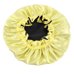 Zwarte / Gele Satijnen Slaapmuts ( Voor Kinderen van 3-7 jaar ) / Kinder Haar Bonnet van Satijn