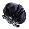 Zwarte / Grijze Satijnen Slaapmuts met randje / Reversible Satin Hair Bonnet / Haar bonnet van Satijn