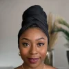 Zwarte hoofddoek - Headwrap van stretchy Jersey stof