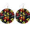 Zwarte / Rood / gele mud cloth / bogolan - Afrikaanse oorbellen
